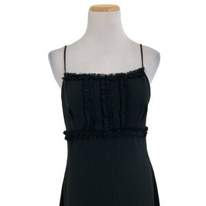Vintage CDC Petites Y2K 90s Ruffle Spaghetti Strap Little Black Dress